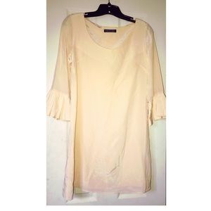 PORTER GREY (2) NUDE  SILK TUNIC DRESS 3/4 SLV EUC